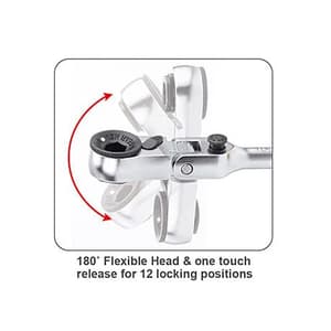 Toptul 1/4 Inch Sq. Drive Locking Flexible Head Mini Reversible Bit Ratchet, CHEV0811