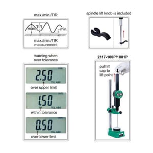 Insize 100 mm / 4 inch Large Stroke Digital Indicator with Lift Cap, 2117-100P