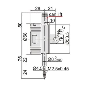 Insize 0 - 12.7 mm / 0.5 inch Flat Back Digital Indicator with Transmission Button & Signal Light (Advanced Type), 2139-10F