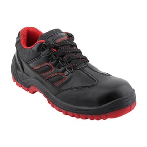 Alko Plus Low Ankle Synthetic Leather Safety Shoe with Double Colour PVC Sole - Composite Toe (Black & Red), APS T11