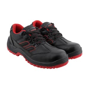 Alko Plus Low Ankle Synthetic Leather Safety Shoe with Double Colour PVC Sole - Composite Toe (Black & Red), APS T11