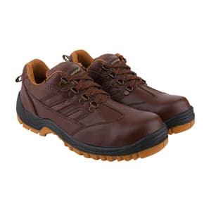 Alko Plus Low Ankle Synthetic Leather Safety Shoe with Double Colour PVC Sole - Composite Toe (Brown), APS T12