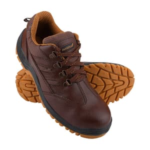 Alko Plus Low Ankle Synthetic Leather Safety Shoe with Double Colour PVC Sole - Composite Toe (Brown), APS T12