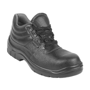 Alko Plus High Ankle Buff Leather Safety Shoe with PU Single Density Sole - Composite Toe (Black), APS 1251