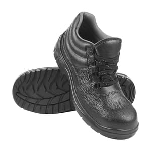 Alko Plus High Ankle Buff Leather Safety Shoe with PU Single Density Sole - Composite Toe (Black), APS 1251