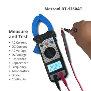 Metravi 3-5/6 Digit / 1000A Digital TRMS AC/DC Clamp Meter, DT-1350AT