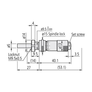 Mitutoyo 0 - 13 mm Standard-type Small Micrometer Head with Clamp Nut (Spindle Lock), 148-120-10