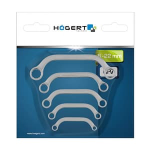 Hogert 5 Pcs, 8 - 22 mm Half Moon Spanners Set, HT1W599