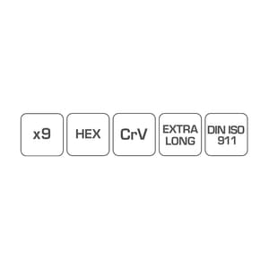 Hogert 9 Pcs (1.50 mm - 10 mm) Precision Elongated Hex Keys Set, HT1W803