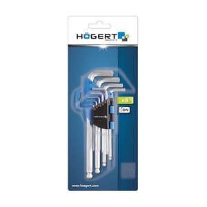 Hogert 9 Pcs (1.50 mm - 10 mm) Ball-End Hex Keys Set, HT1W804