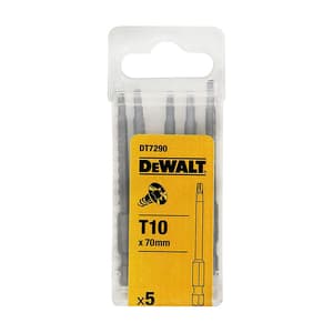 Dewalt T10 x 70 mm Length Torx High Quality Screwdriving Bits (Pack of 5 Pcs), DT7290-QZ