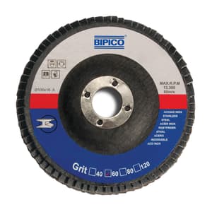 Bipico 100 mm x 16 mm / 36 Grit Metal Flap Discs (Pack of 20 Pcs)