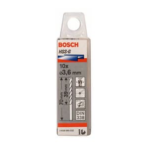 Bosch 3.60 x 70 mm HSS Metal Drill Bits (Pack of 10 Pcs), 2 608 595 332