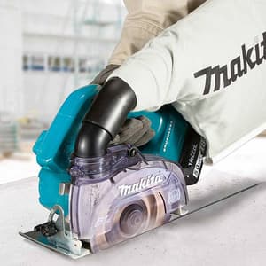 Makita 18V LXT BL 125 mm (5") Cordless Dustless Cutter (Dry Type) with Rapid Charger & 2 Pcs 5.0Ah Batteries, DCC500RTE