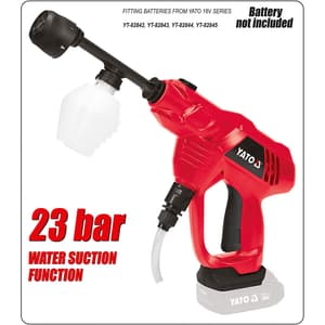 Yato 18V / 23 Bar Cordless Pressure Washer With Self Suction (Without Batteries), YT-85930
