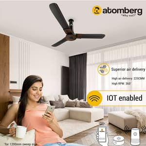 Atomberg Studio Smart+ 1200 mm IOT Enabled Ceiling Fans with BLDC Motor & Remote (Earth Bown)