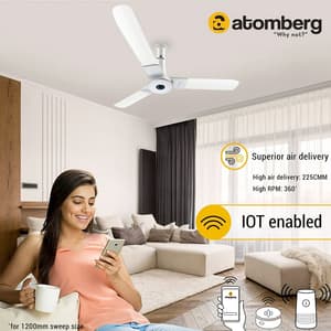 Atomberg Studio Smart+ 1200 mm IOT Enabled Ceiling Fans with BLDC Motor & Remote (White)