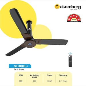 Atomberg Studio+ 1200 mm Energy Saving Ceiling Fan with BLDC Motor (Earth Brown)