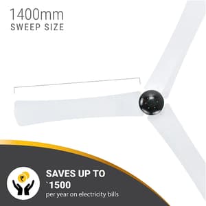 Atomberg Renesa+ 1400 mm Energy Efficient Dust Resistant Ceiling Fan with BLDC Motor and Remote (Pearl White)