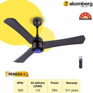 Atomberg Renesa+ 900 mm Energy Efficient Dust Resistant Ceiling Fan With BLDC Motor & Remote (Earth Brown)