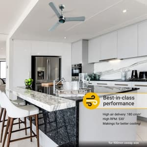 Atomberg Renesa+ 900 mm Energy Efficient Dust Resistant Ceiling Fan With BLDC Motor & Remote (Sand Grey)