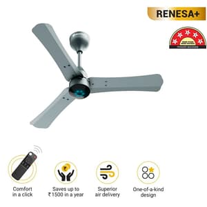 Atomberg Renesa+ 900 mm Energy Efficient Dust Resistant Ceiling Fan With BLDC Motor & Remote (Sand Grey)