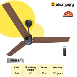 Atomberg Renesa 1200 mm Energy Efficient Ceiling Fan With BLDC Motor & Remote (Brown & Black)