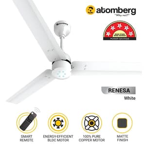 Atomberg Renesa 1200 mm Energy Efficient Ceiling Fan With BLDC Motor & Remote (White)