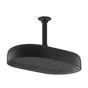 Kohler Statement 353 mm Single Function Oblong Rain Head With Katalyst Technology In Matte Black Finish, K-26294IN-BL