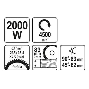 Yato 235mm / 2000W Circular Saw, YT-82153