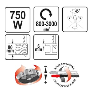 Yato 80mm 750W  Jigsaw with Iron Handle, YT-82271