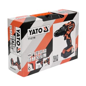 Yato 18V / 2.0 Ah / 13mm Li-ion Brushless Drill Driver (Cordless), YT-82796