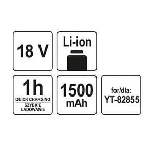 Yato 18V / 1.5 Ah Li-ion Battery Pack, YT-82859