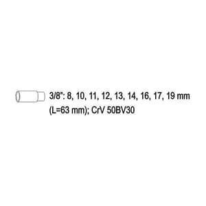 Yato 9 Pcs 3/8 Inch Sq. Drive Socket Set, YT-3855