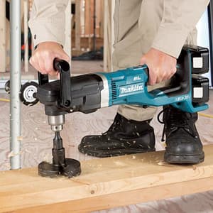 Makita 18V X 2 LXT BL 13 mm (1/2") Cordless Keyed Chuck Angle Drill with Rapid Charger & 2 Pcs 5.0Ah Batteries, DDA460PT2