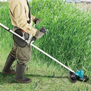 Makita 18V LXT BL 3-Speed Cordless Bike Handle Grass Trimmer with Rapid Charger & 2 Pcs 5.0Ah Batteries, DUR190URT1