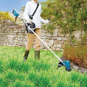 Makita 18V LXT BL 3-Speed Cordless Bike Handle Grass Trimmer with Rapid Charger & 2 Pcs 5.0Ah Batteries, DUR190URT1
