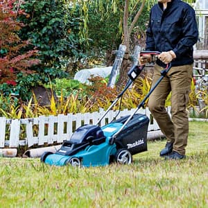 Makita 18V X2 (36V) LXT Li-Ion 380 mm (15") 2-in-1 Cordless Lawn Mower with Rapid Charger & 2 Pcs 5.0Ah Batteries, DLM380PM2