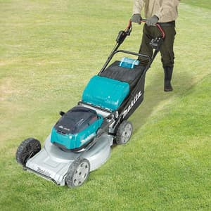 Makita 18V X 2 LXT BL 534 mm (21") Self-Propelled Cordless Lawn Mower with Rapid Charger & 4 Pcs 5.0Ah Batteries, DLM533PT4