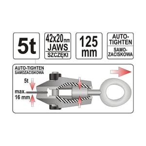 Yato 125 mm / 5T Small Mouth Pull Clamp, YT-2542