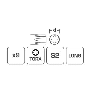 Hogert 9 Pcs (T10 - T50) Torx Keys Set, HT1W816