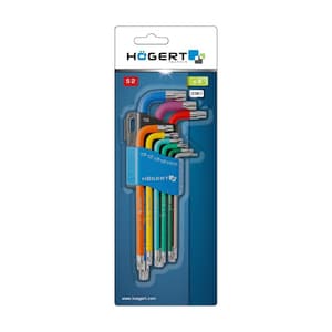 Hogert 9 Pcs (T10 - T50) Colour Coded Long Torx Keys Set, HT1W817