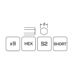 Hogert 9 Pcs (1.5 mm - 10 mm) Precision Short Hexagonal Keys Set, HT1W820