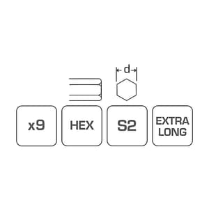 Hogert 9 Pcs (1.5 mm - 10 mm) Precision Extra Long Hexagonal Keys Set, HT1W822