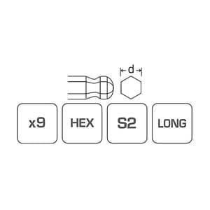 Hogert 9 Pcs (1.5 mm - 10 mm) Precision Ball-End Long hex Keys Set, HT1W825