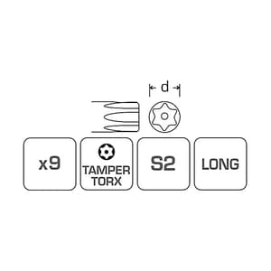 Hogert 9 Pcs (T10 - T50) Tamper Torx Long Keys Set, HT1W830