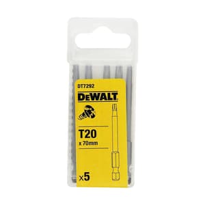 Dewalt T20 x 70 mm Length Torx High Quality Screwdriving Bits (Pack of 5 Pcs), DT7292-QZ