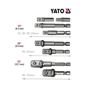 Yato 8 Pcs Hex Socket Adapter Set (1/4, 3/8, 1/2 Inch Sq. Drive), YT-04639