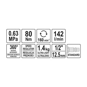 Yato 1/2 Inch Pneumatic Ratchet Composite Housing, YT-09803
