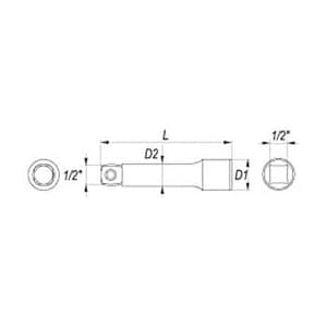 Yato 5 Inch / 127 mm Extension Bar With Wobble (1/2 Inch Sq Drive), YT-1250